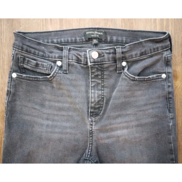Banana Republic Jeans Women's Size 28/6 Black High Rise Slim Straight‎ Leg Denim - Picture 3 of 16